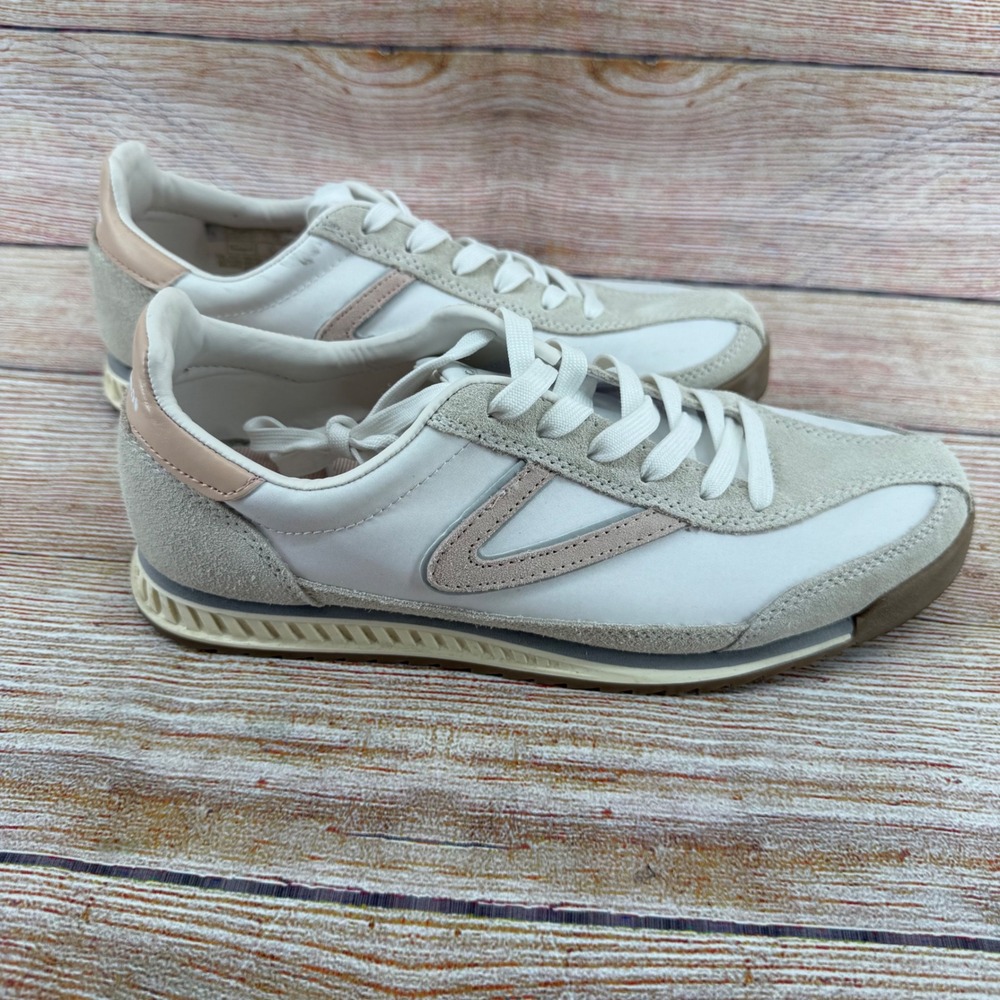 Tretorn Hailey Women 9 Sneaker Off White Pink Grey Suede Leather Low Top 1880382